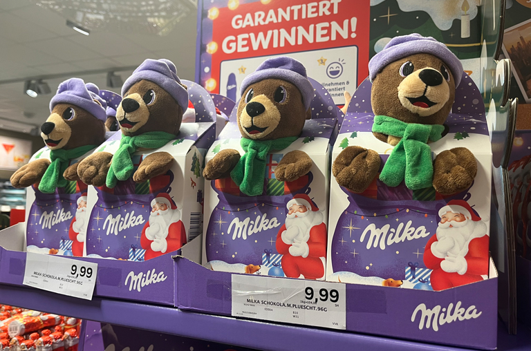 Milka Schokolade mit Kuscheltier