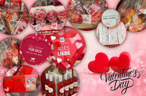 Titelbild des Berichtes zum Valentinstag mit verschiedenen Spezialitäten aus dem Markt