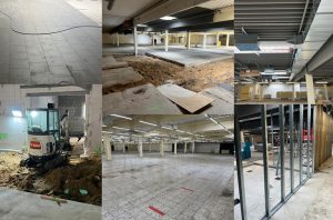 Fotoaufnahme von den Modernisierungsarbeiten im neuen EDEKA-Deckenbach-Markt