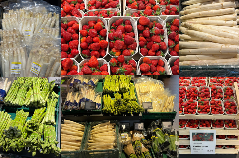 Beitragsbild mit regionalen Erdbeeren und regionalem Spargel