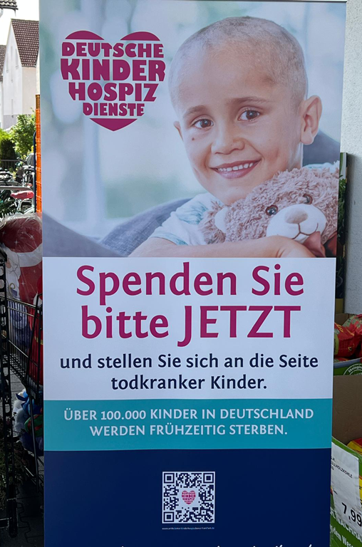 Auch zu Spenden wurde am Stand des Kinderhospizdienstes Frankfurt aufgerufen