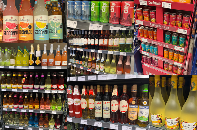 Sommerlaune im Glas: Collage mit Highlights aus dem Getränkesortiment