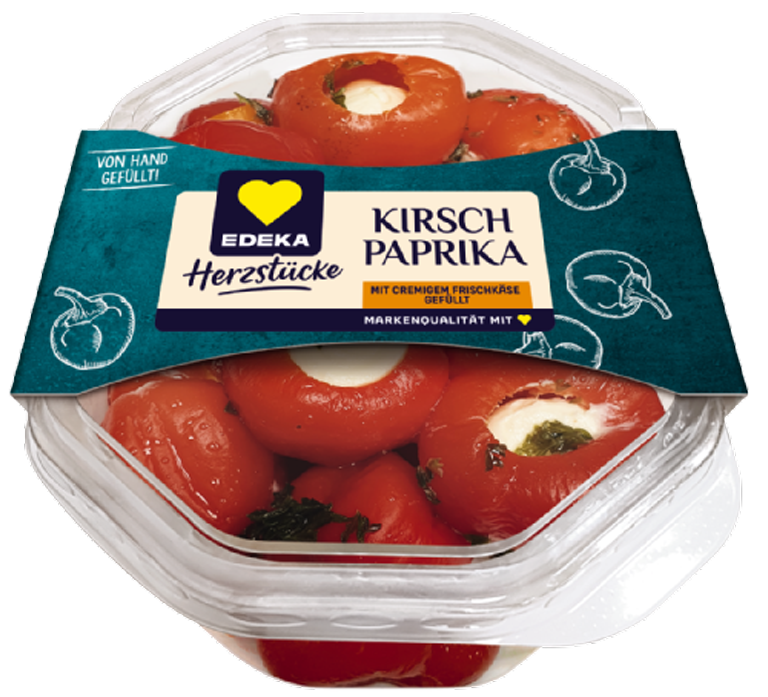Kirschpaprika mit cremigem Frischkäse