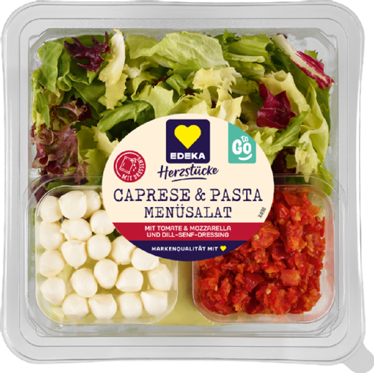 Caprese & Pasta mit Tomate, Mozzarella und Dill-Senf-Dressing