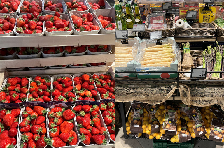 Spargel und Erdbeeren